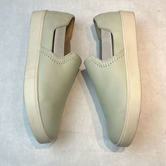 Spenco Parker Slip-On Shoes Leather Orthotic Sz 10D Oyster Lt Gray Stretch Panel - Picture 4 of 8